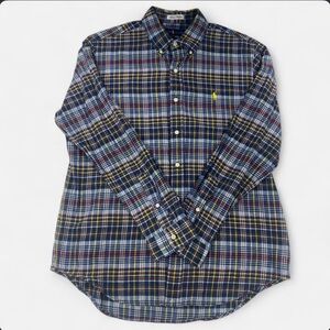 Ralph Lauren Indian Madras Men’s Plaid Button Down Shirt Blue Multicolor Large